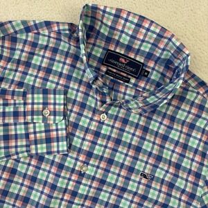 VINEYARD VINES Performance Mens Long Sleeve Shirt Medium Plaid Slim-Fit Button